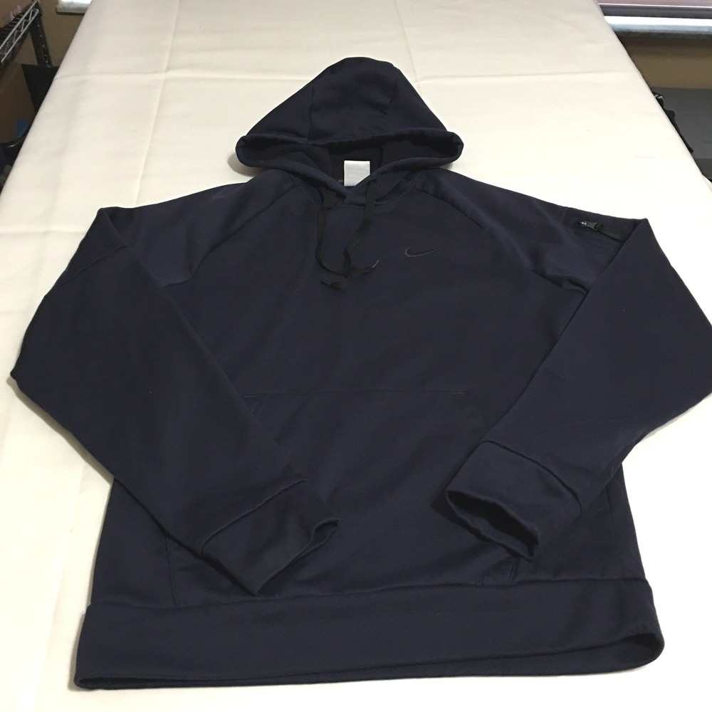 Nike Therma-FIT Hoodie Fitness Pullover Mens Small Navy Blue Pocket